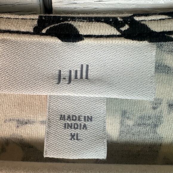 J Jill Womens dress Floral brown cream button skirt pockets soft TradMom Mod - Picture 6 of 11